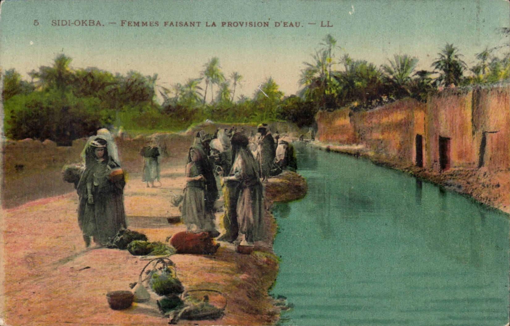 Algerie CPA Sidi Okba Femmes faisant la provision d'eau