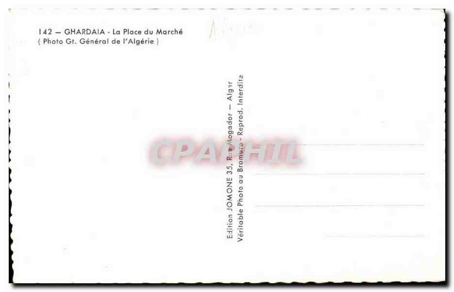 Algerie CPA Ghardaia La place du marche  — Rückseite