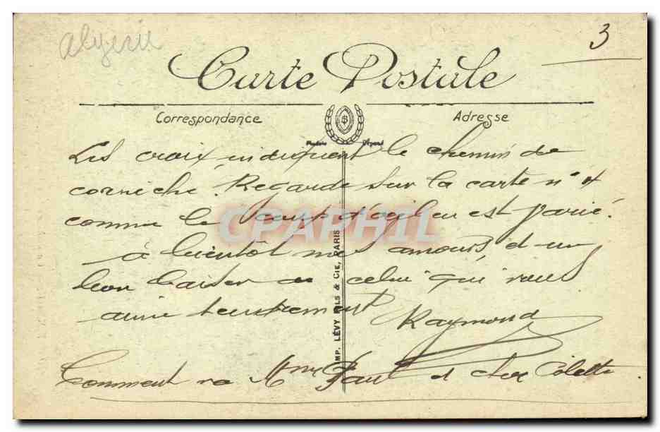 Algerie CPA Bougie Corniche du Cap Carvon L'extremite du CAp Noir — Verso