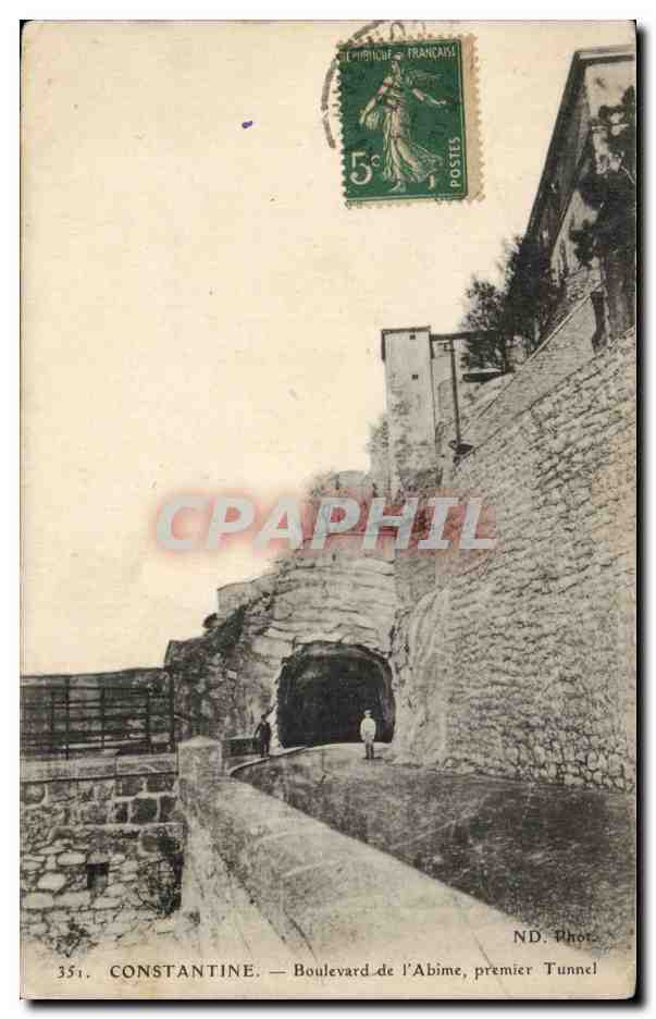 Algerie Constantine CPA Boulevard de l'abime premier tunnel