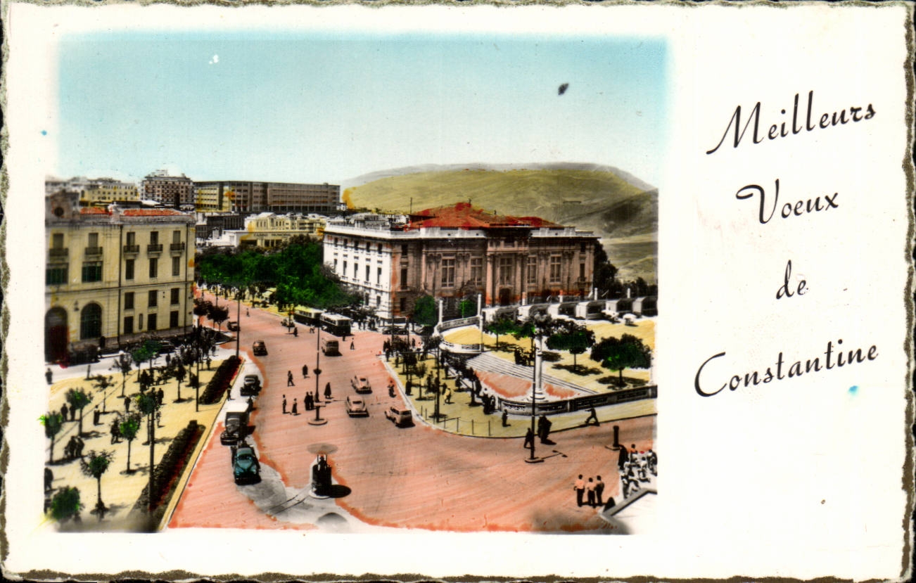 Algerie Constantine CPA Meilleurs voeux Place de la Breche et palais de justice