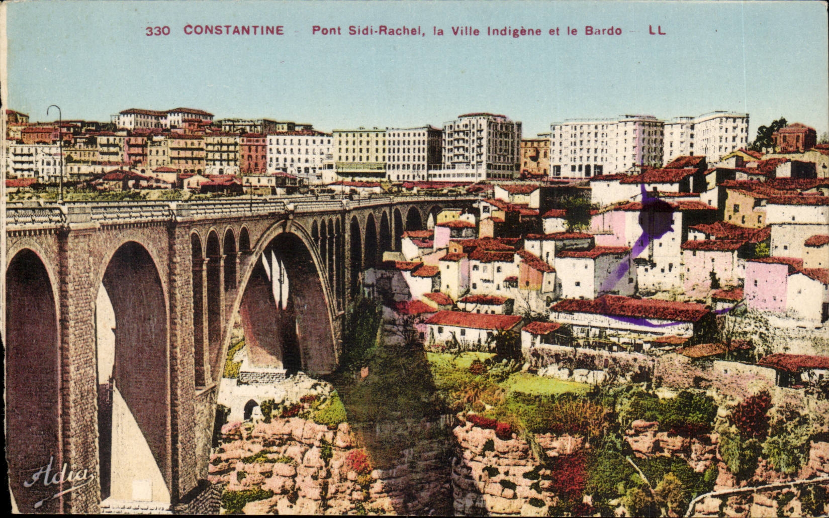 Algerie Constantine CPA Pont Sidi Rachel la ville indigene et le Bardo