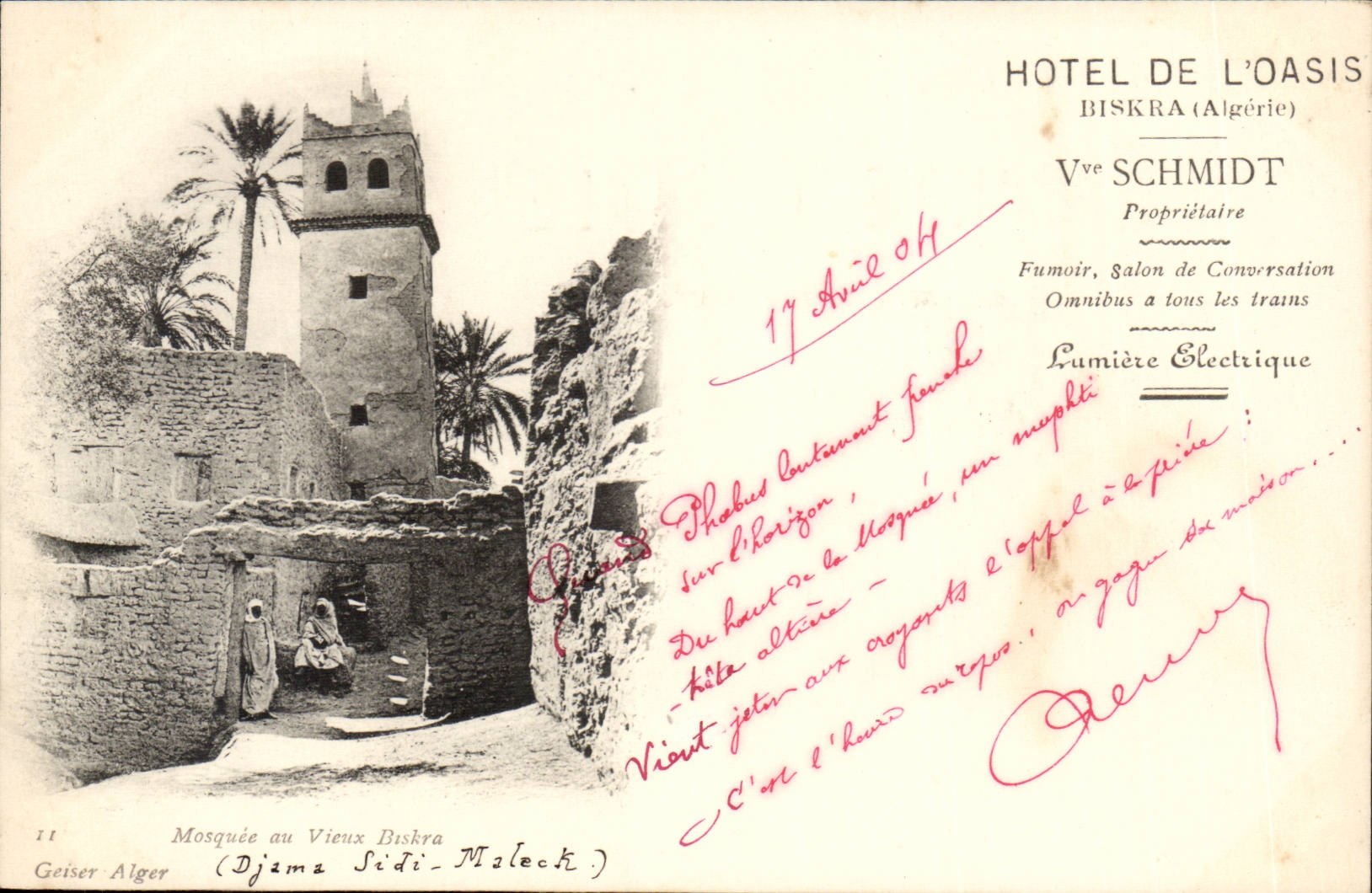 Mosquée au Vieux Biskra — Djama Sidi-Maleck — Geiser Alger, éditeur n°11