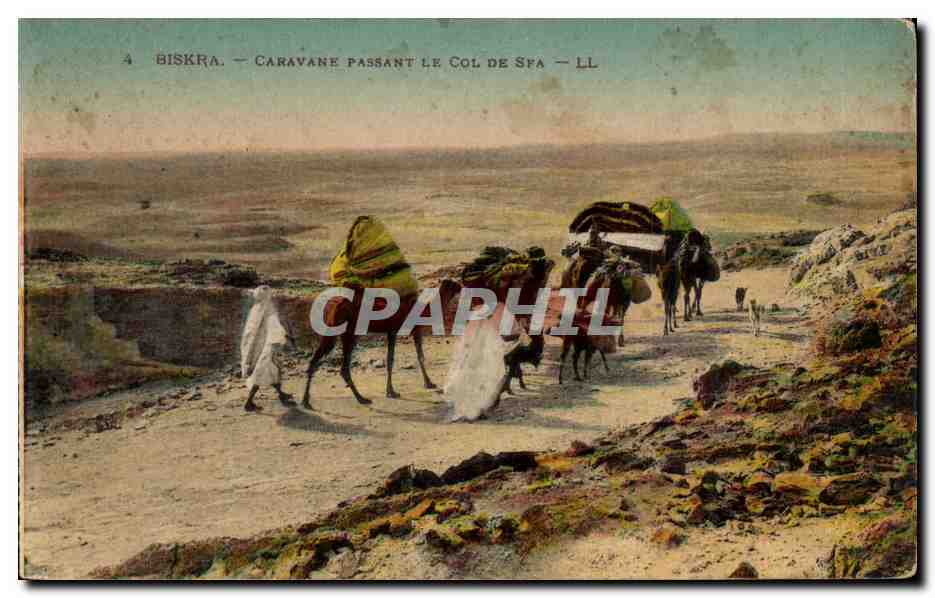 Algerie Biskra Constantine CPA Caravane passant le col de Sfa