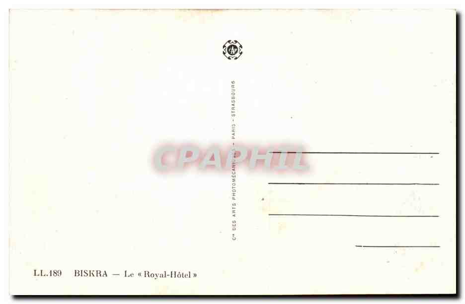 Algerie Constantine CPA Biskra le royal Hotel — Back