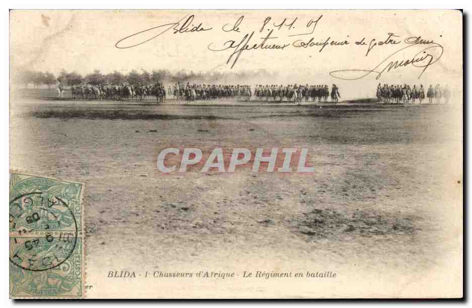 Algerie CPA Blida 1ers chasseurs d'Afrique Le regiment en bataille