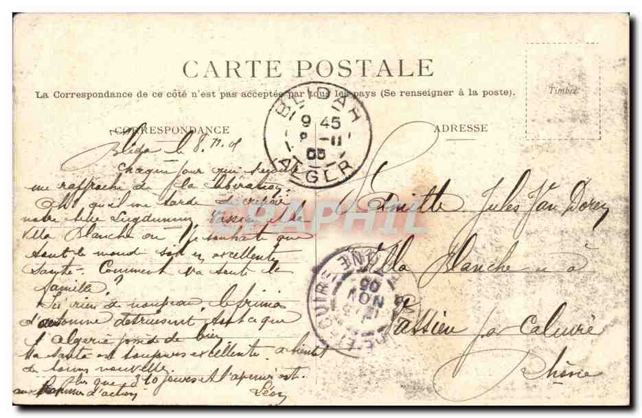 Algerie CPA Blida 1ers chasseurs d'Afrique Le regiment en bataille — Verso
