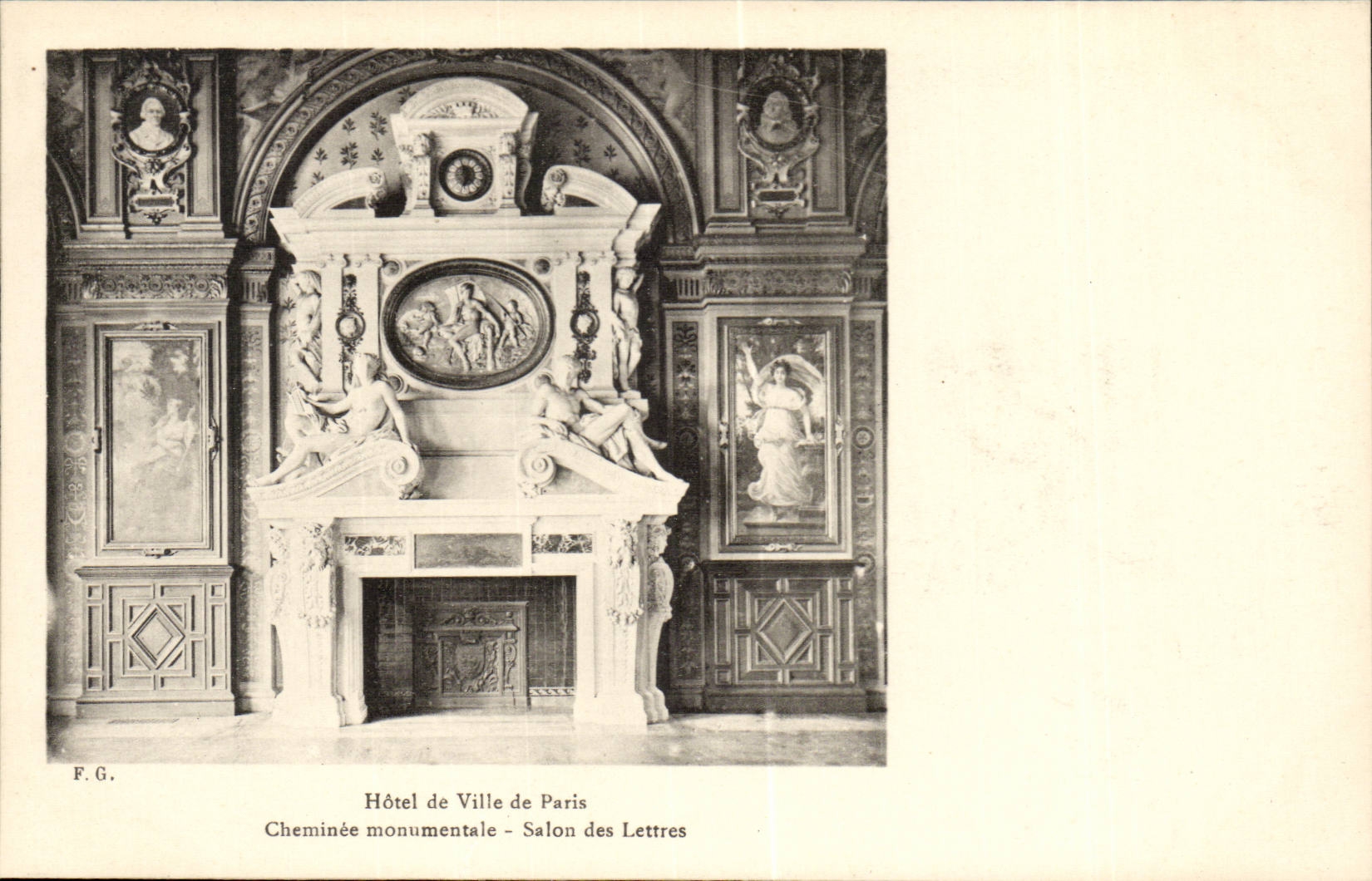 Paris CPA Hotel de ville Cheminee monumentale Salon des lettres