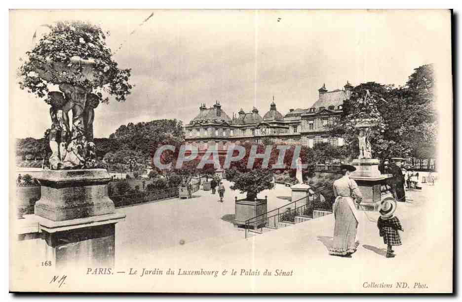 Paris CPA Jardin du Luxembourg et palais du Senat