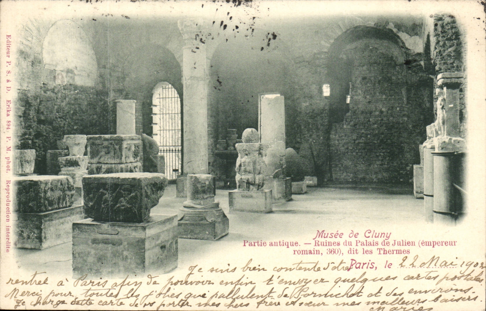 Paris CPA Musee de Cluny Partie antique Ruines du palais de Julien (empereur romain) dit le Thermes