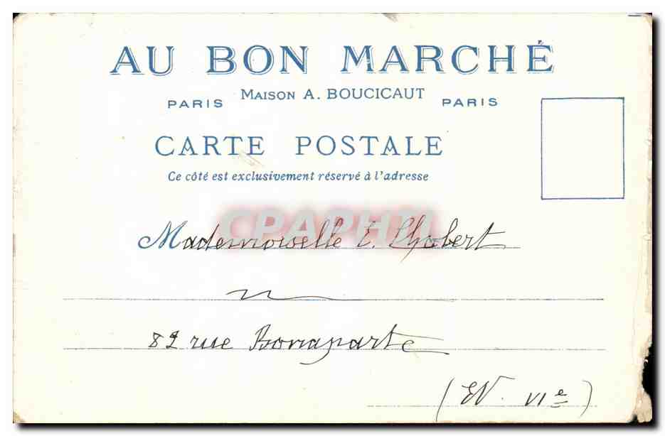 Paris CPA Le vieux Paris Porte St Michel Offert par les Magasins du Bon Marche — Verso