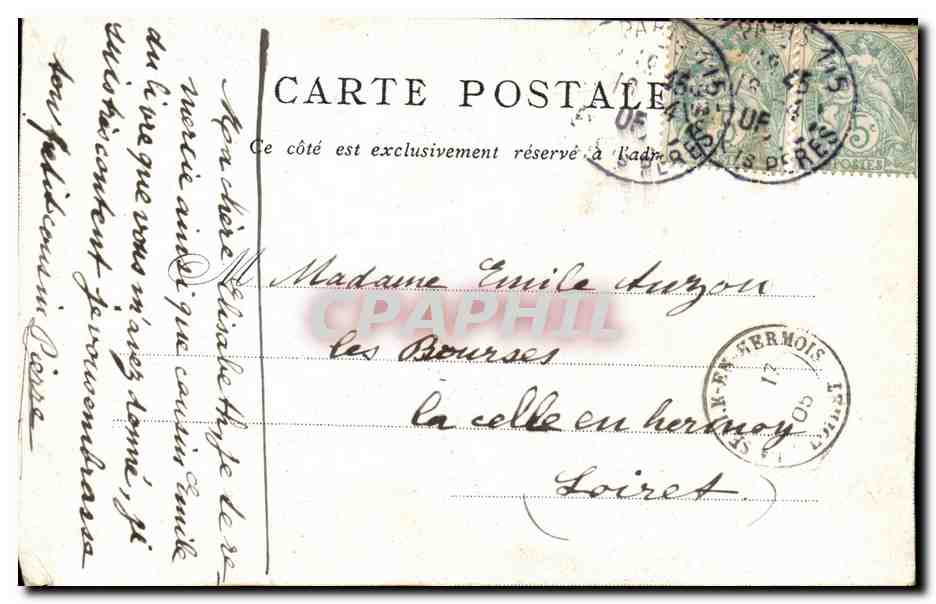 Paris CPA Arc de TRiomphe — Verso