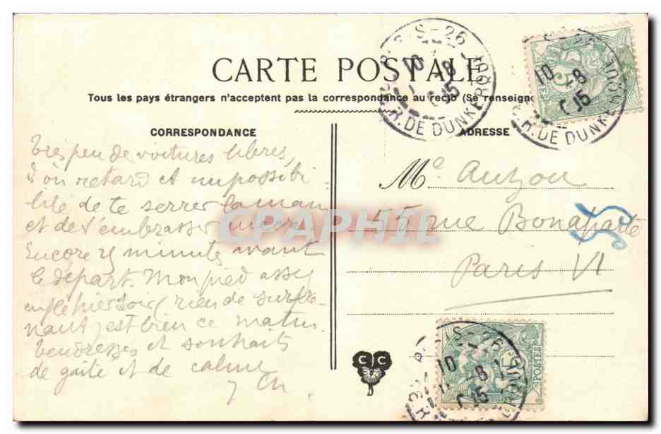 Paris CPA La porte St Denis — Verso