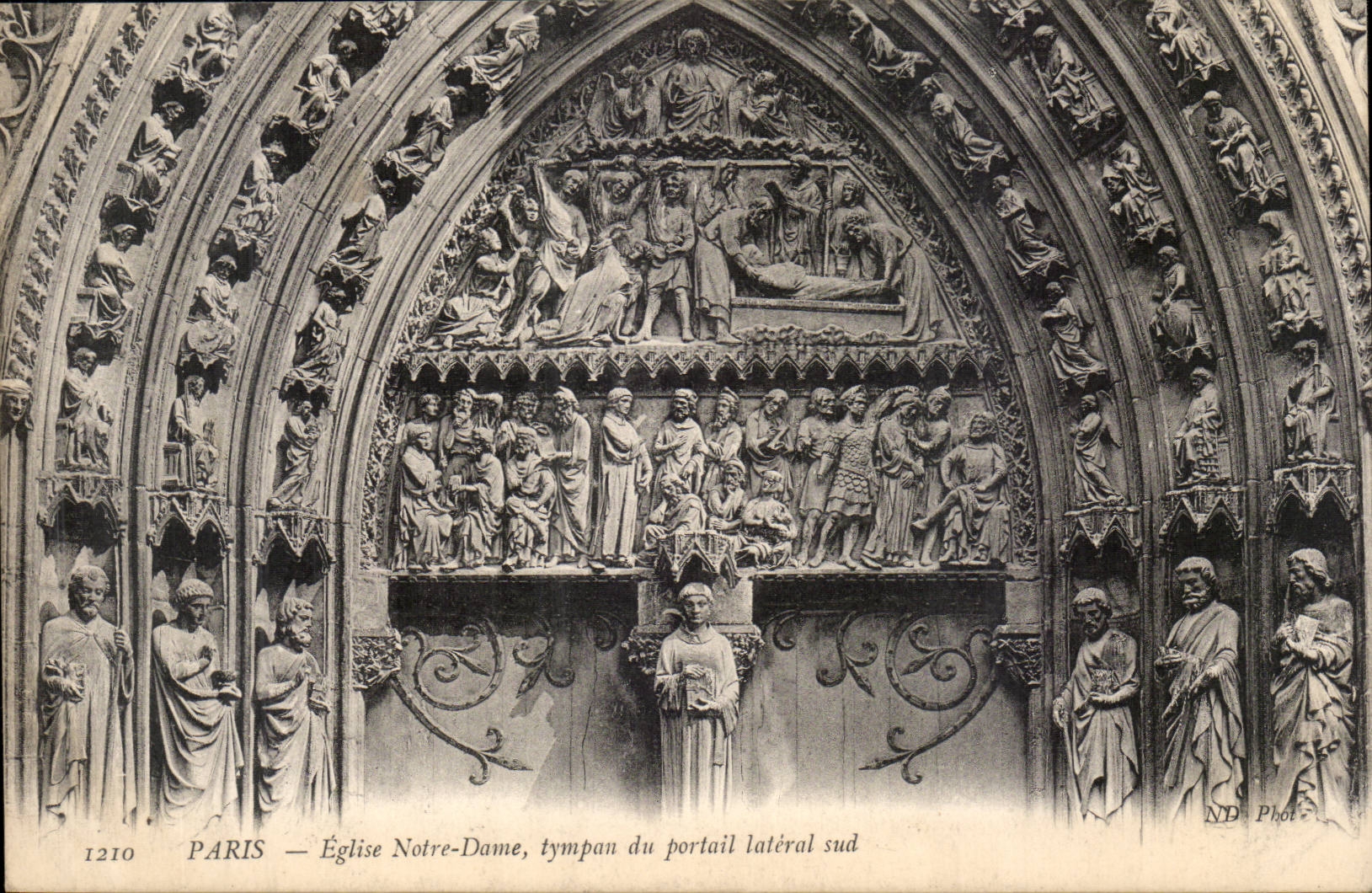 Paris CPA Eglise Notre DAme Tympan du portail lateral sud