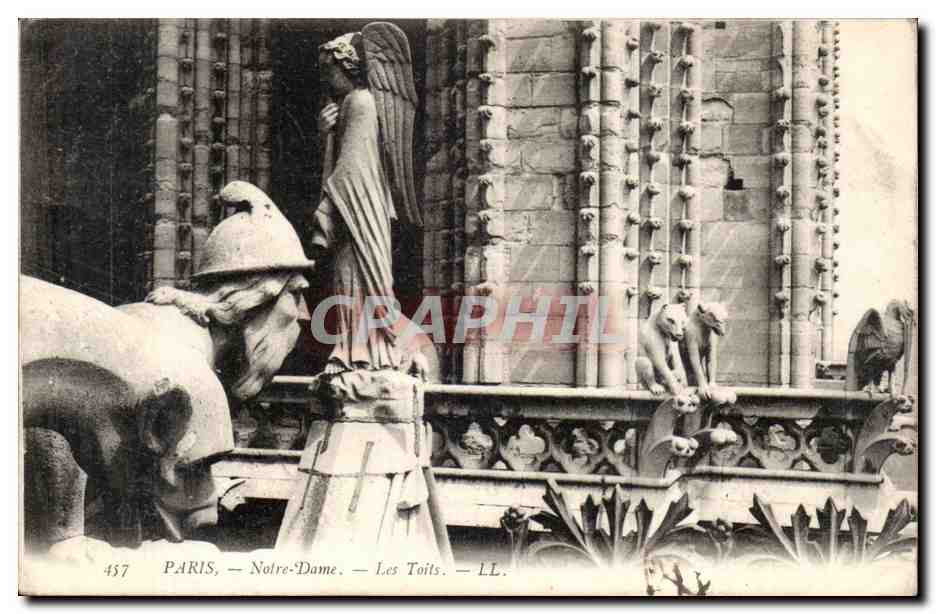 Paris CPA Notre Dame Les toits