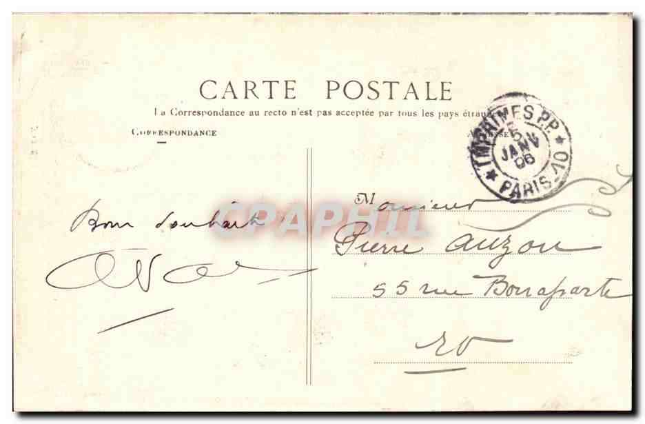 Paris CPA 6 rue de Sevres Succursale de la Societe Generale — Verso