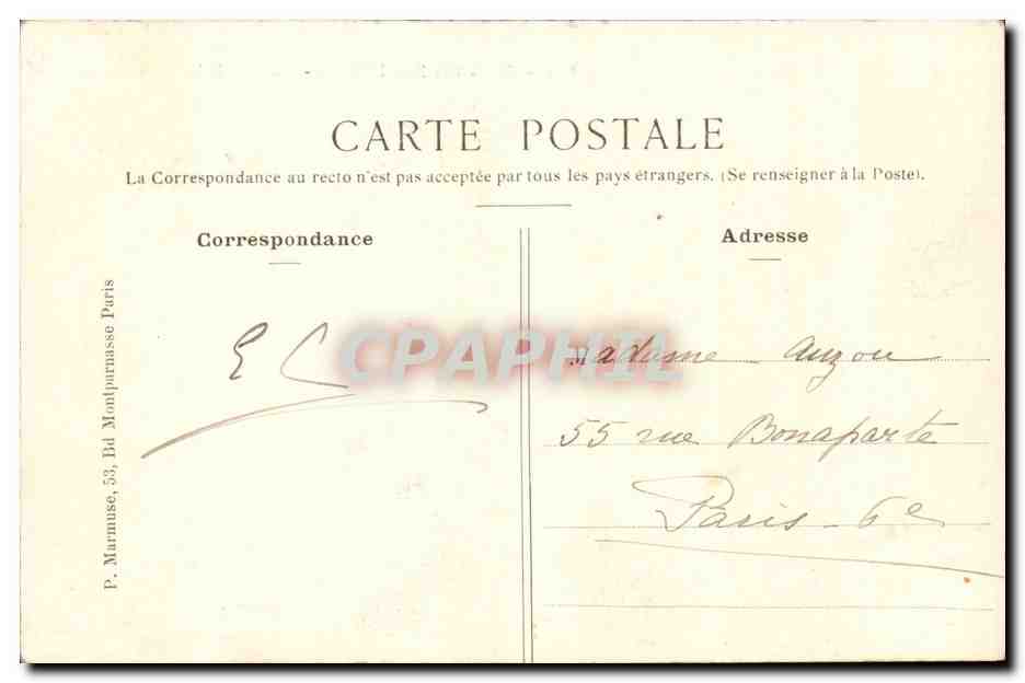 Bois de Boulogne CPA Vue sur le lac Saint James — Rückseite