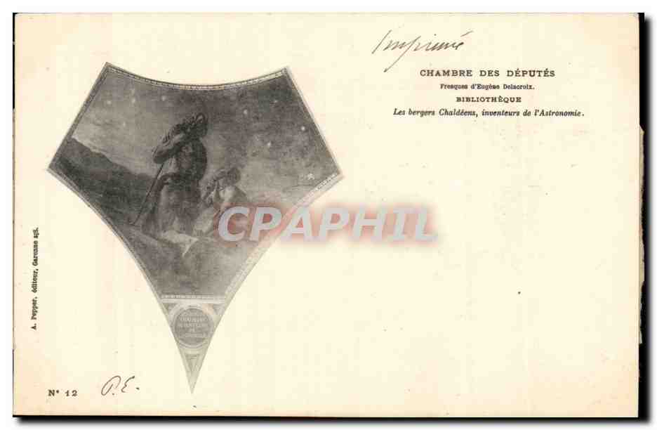 Paris CPA Chambre des deputes Bilbiotheque Les bergers Chaldeens inventeurs de l'astronomie (library)