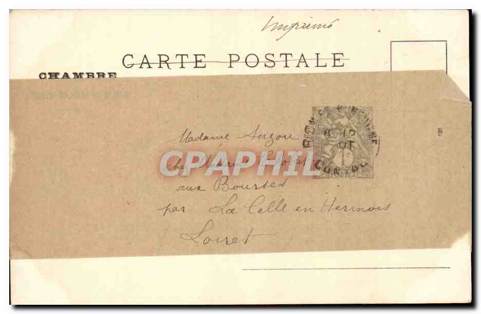 Paris CPA Chambre des deputes BilbiothequeHesiode et la Muse (library) — Verso