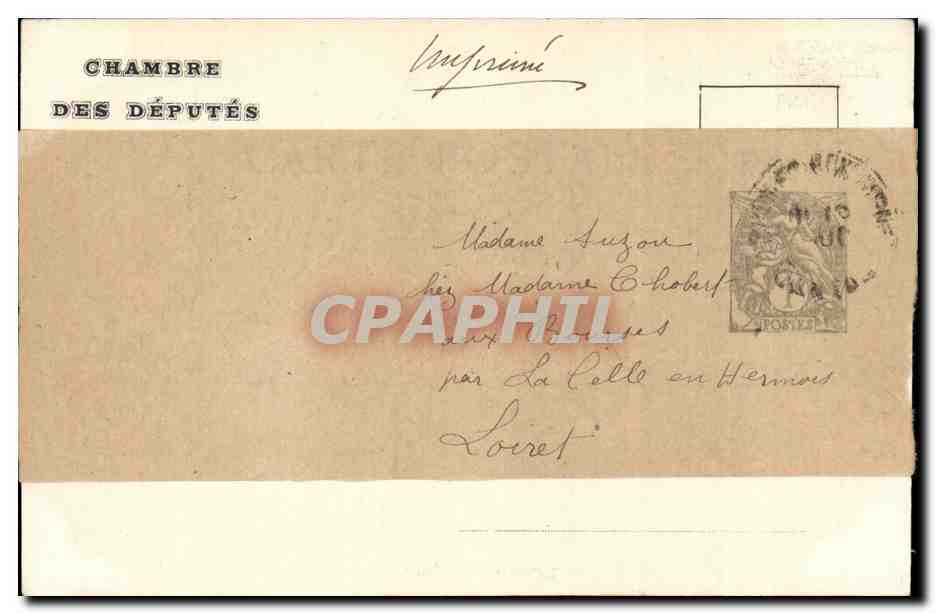 Paris CPA Chambre des deputes SAlle des seances — Verso