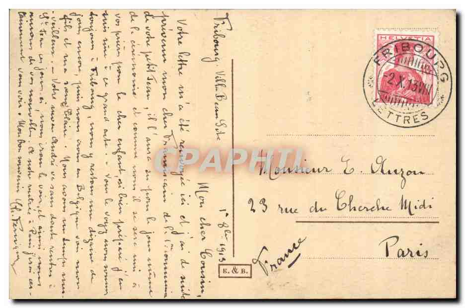 Suisse CPA Villa beau site Perolles — Back