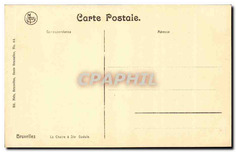 Belgie Belgique Bruxelles CPA La chaire a Sainte Gudule — Rückseite