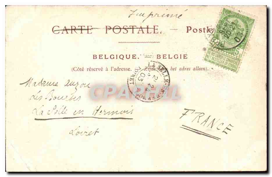 Belgie Belgique Bruges CPA Le quai du rosaire et le beffroi — Rückseite