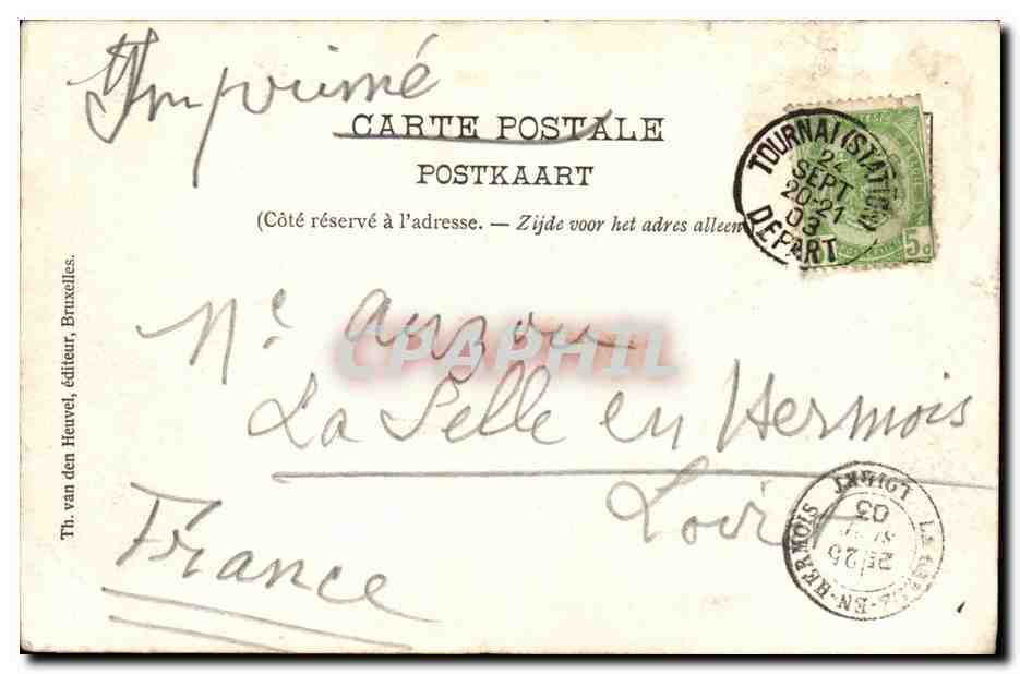 Belgie Belgique Bruges CPA Nouvelle poste et palais du gouverneur — Rückseite