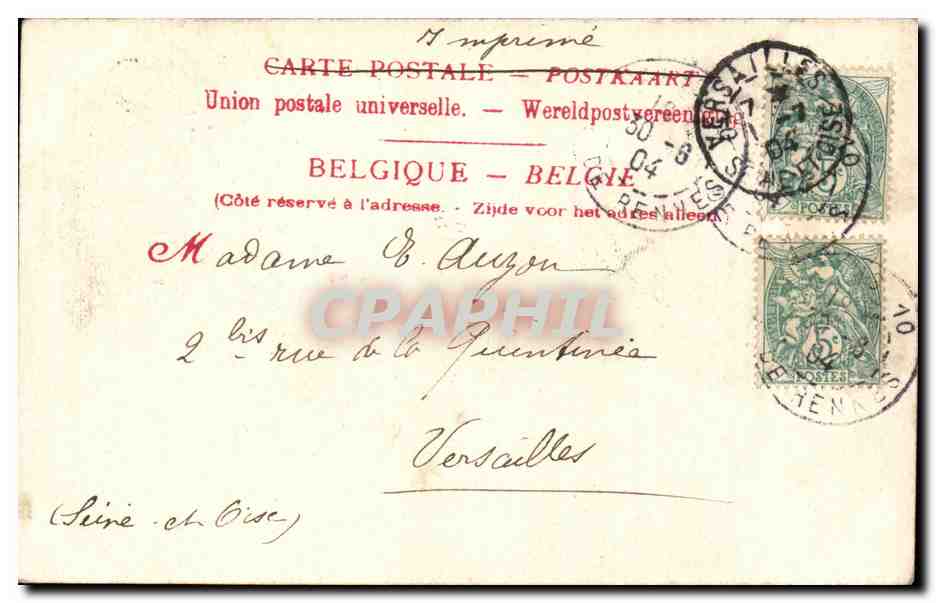 Belgie Belgique Environs d'Ypres CPA Chateau Kemmel — Rückseite