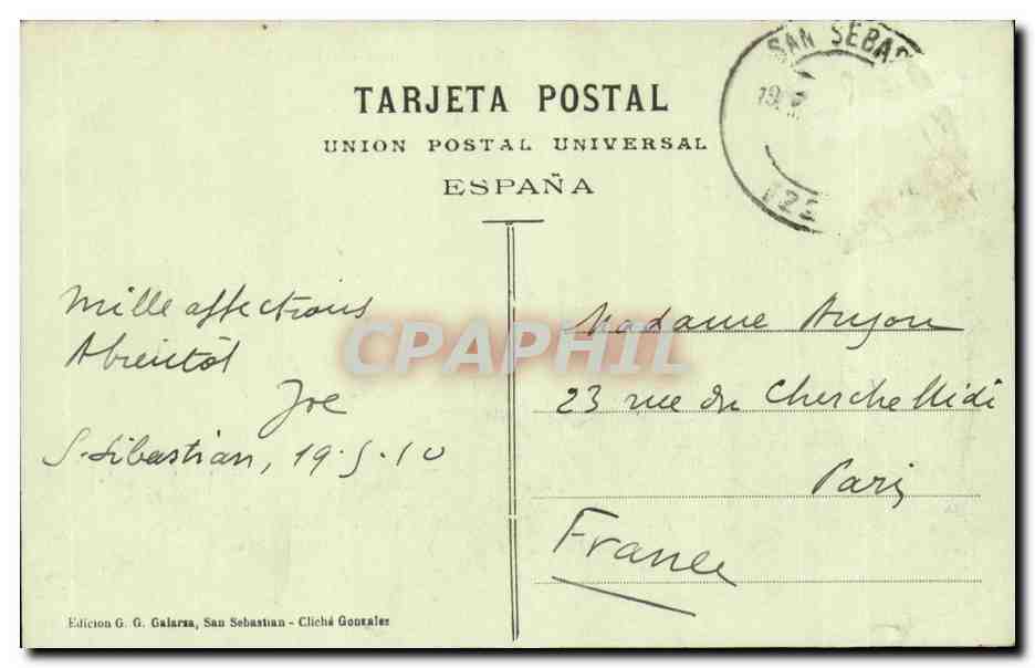 San Sebastián - Isla de Santa Clara desde el Castillo — Edition G. G. Galarraga — Rückseite