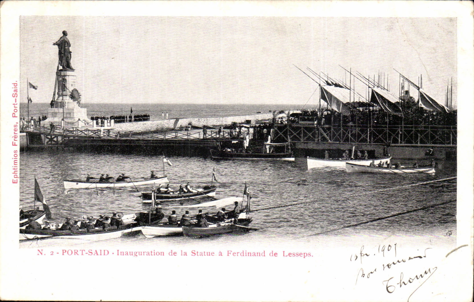 Port Said CPA Inauguration de la statue a Ferdinand de Lesseps (Egypte Egypt)