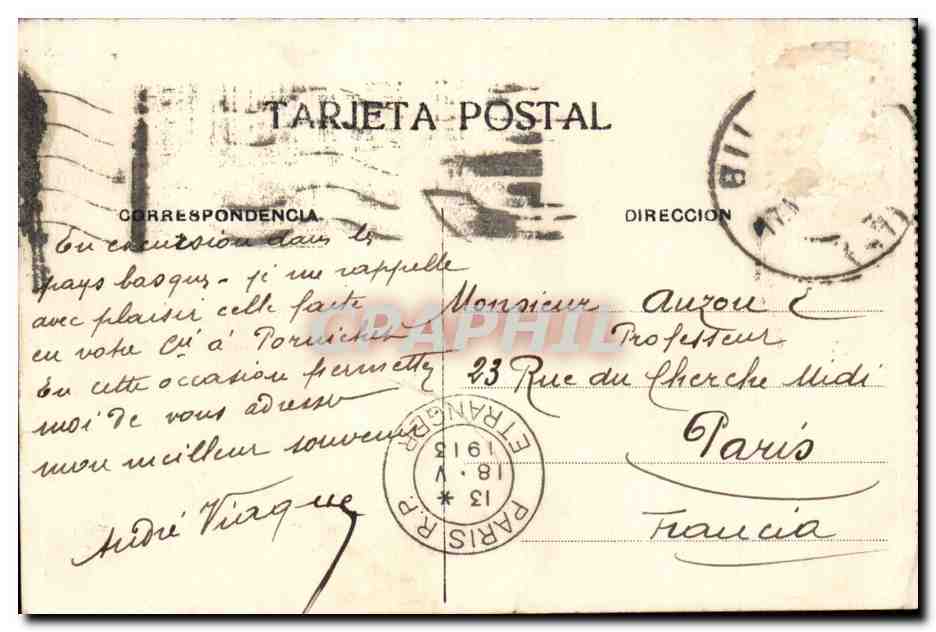 Portugal Bilbao CPA Portugalete Puente Viccaya — Rückseite