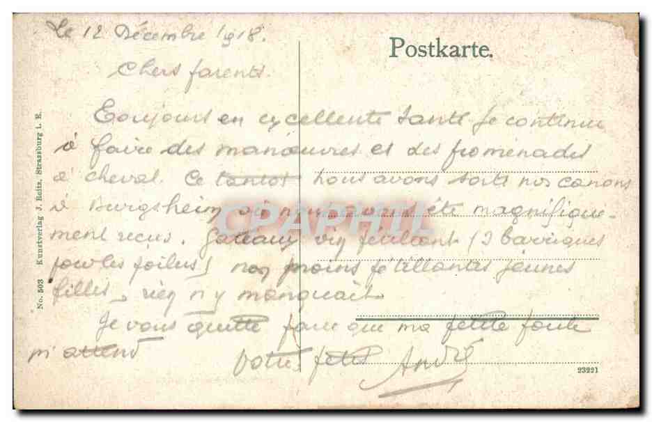 CPA Strassburg Reinhardbrunne a Stadttheater — Verso