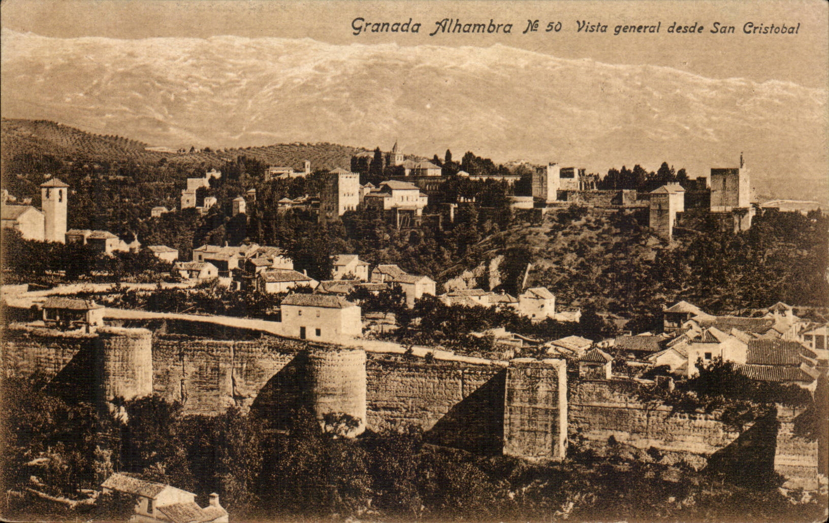 Granada Alhambra N° 50 — Vue générale depuis San Cristóbal — éditeur Abolando Linares