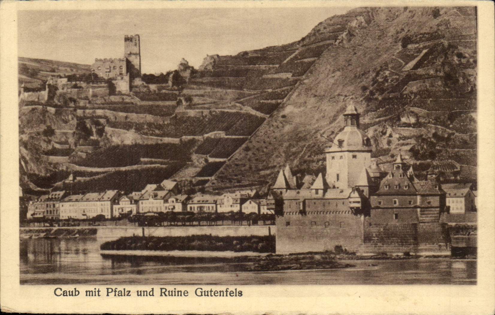 CPA CAub mit Pfalz und Ruine Gutenfels