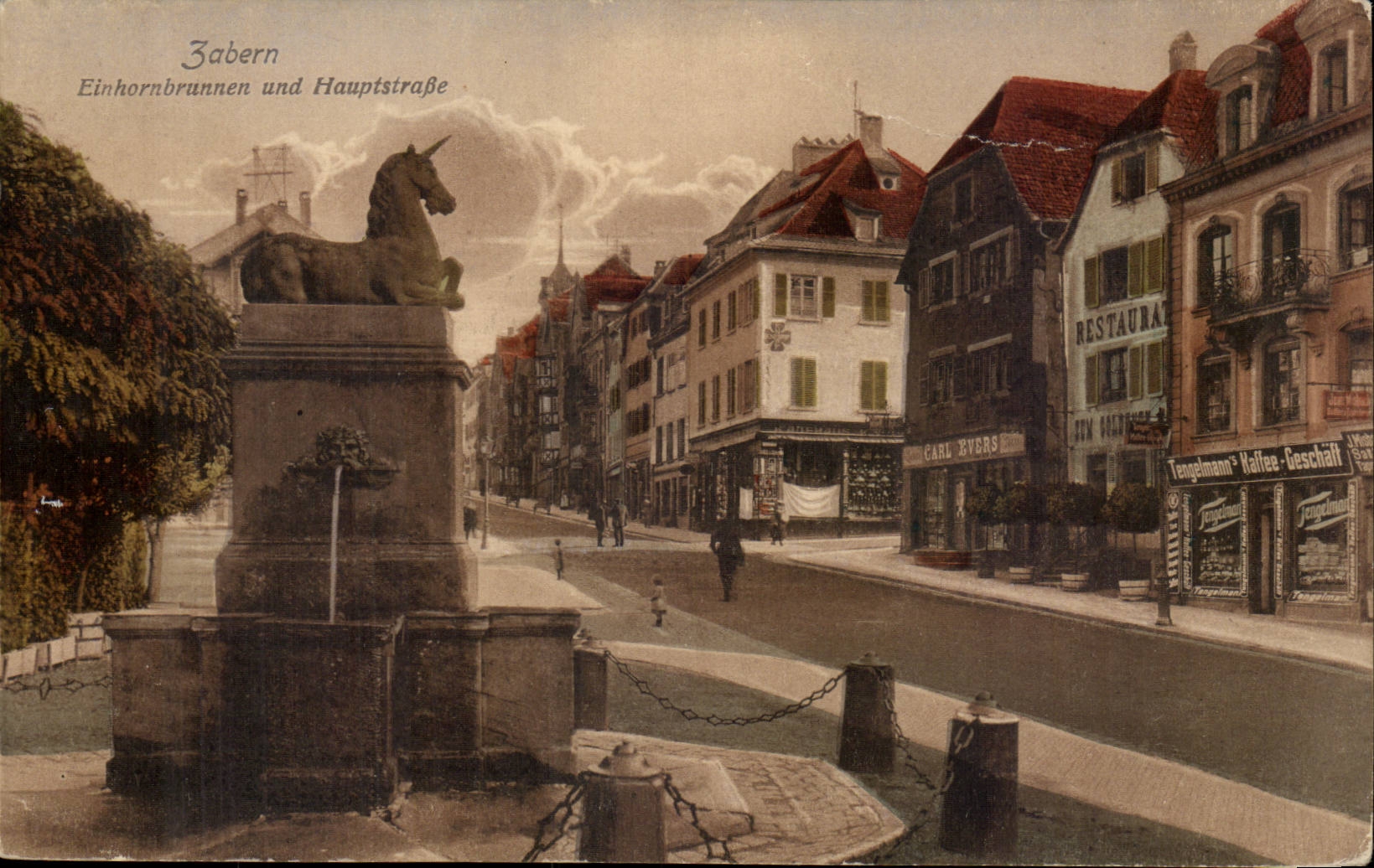 CPA Zabern Eihonrbrunne und Haupstrasse