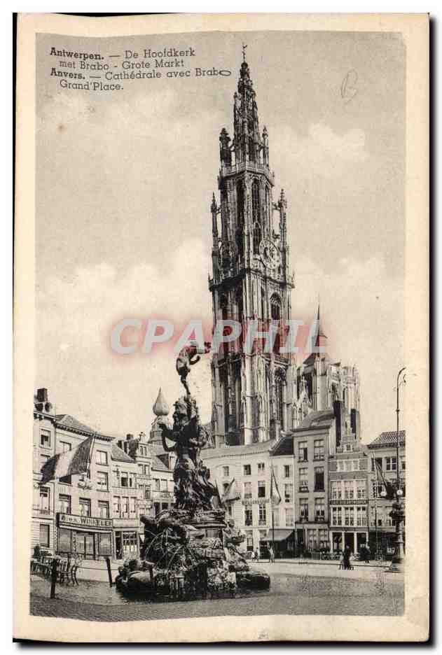 Belgique Belgie Anvers CPA De Hoofderk met Brabo CAthedrale avec Brabo