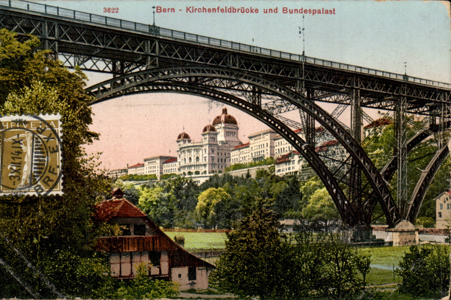 Suisse Bern CPA Kirchenfeldbrucke und Bunderspalast (pont bridge)