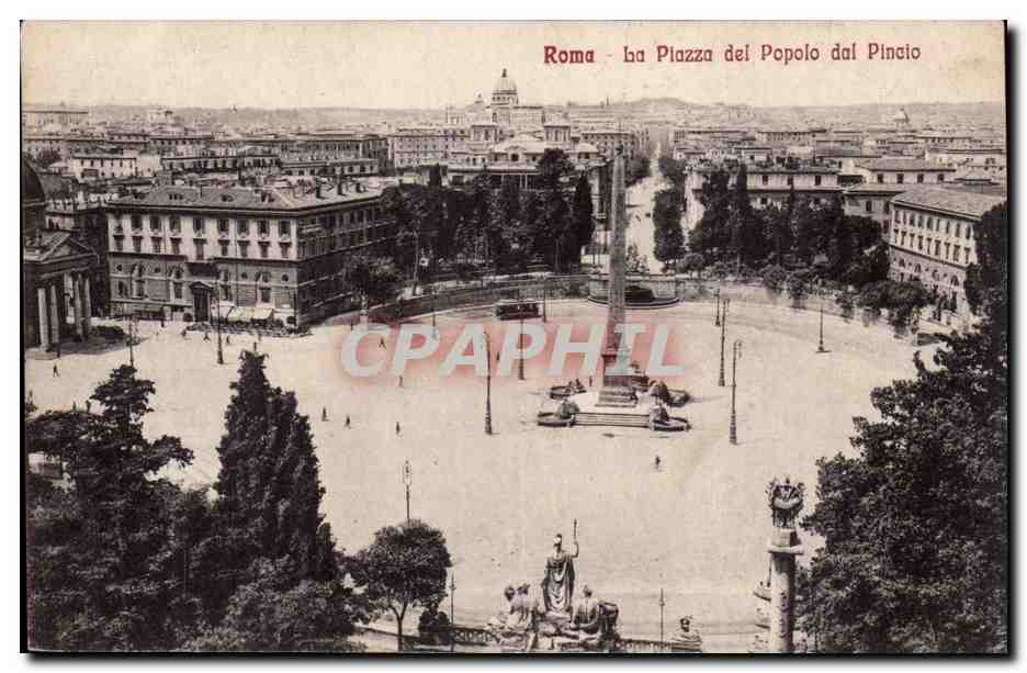 Italie Italia Roma CPA La Piazza del Popolo dal Pinacio