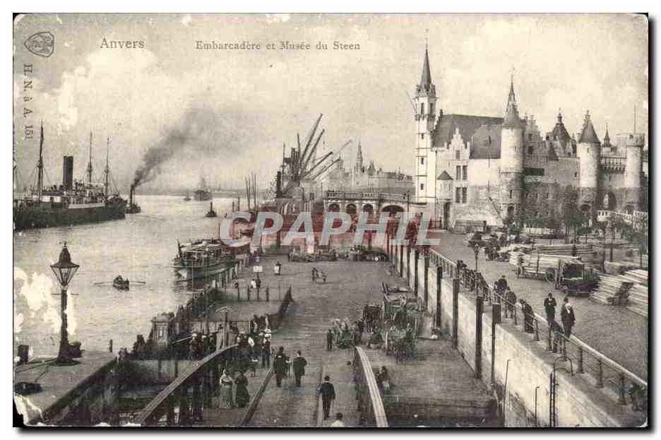 Belgique Anvers CPA Embarcadere et musee de Steen