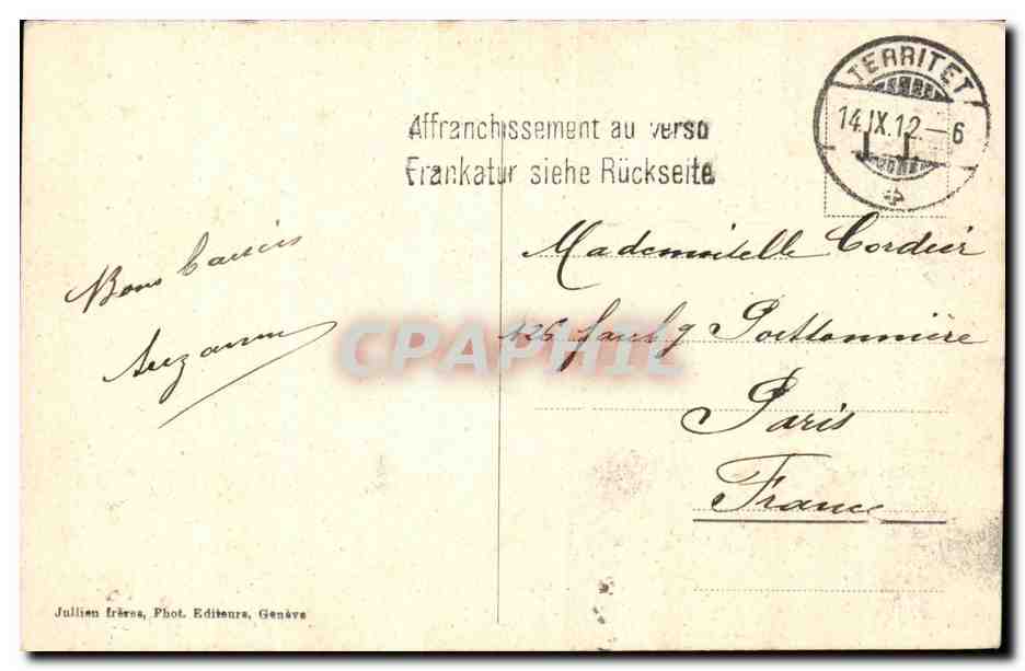 Suisse CPA Chillon et la dent du midi — Rückseite
