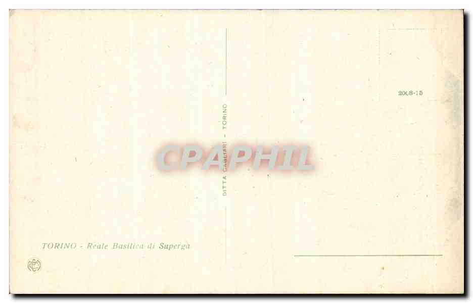 italie Torino CPA Reale Basilica di Superga — Rückseite