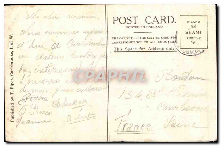 Great BRitain CPA The great Gateway Carlsbrooke castle Isle of Wight — Rückseite