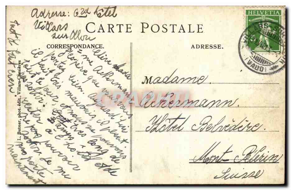 Suisse CPA Le pont de Chesieres — Rückseite