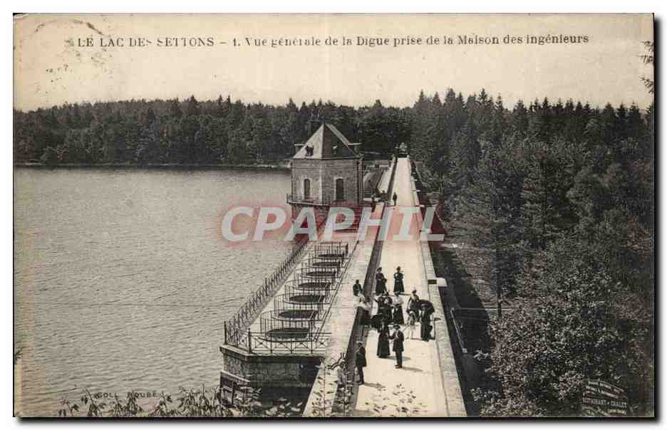 Lac des Settons CPA Vue generale de la digue prise de la maison des ingenieurs