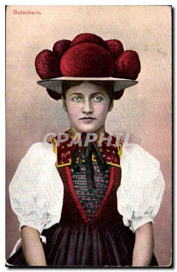 Suisse CPA Gutacherin (folklore coiffe costume)