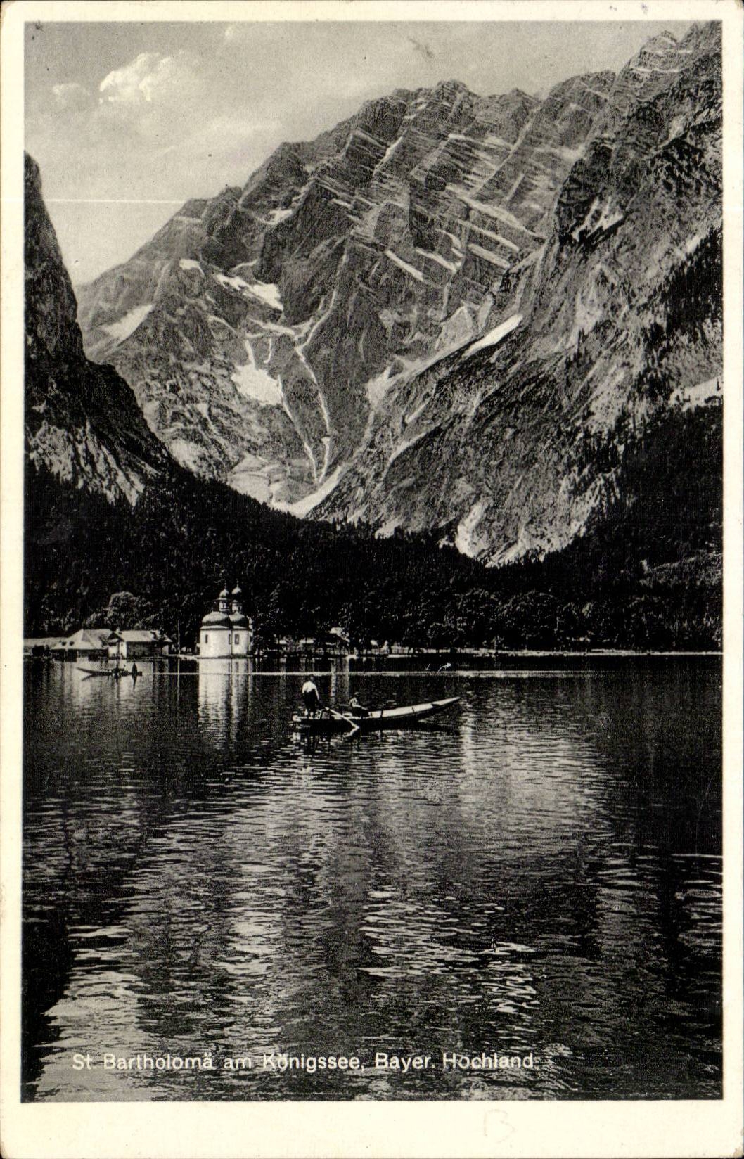 St Bartholomä am Königssee — vue du lac et de la chapelle — Kunst-verlag A. G. Scholl, München