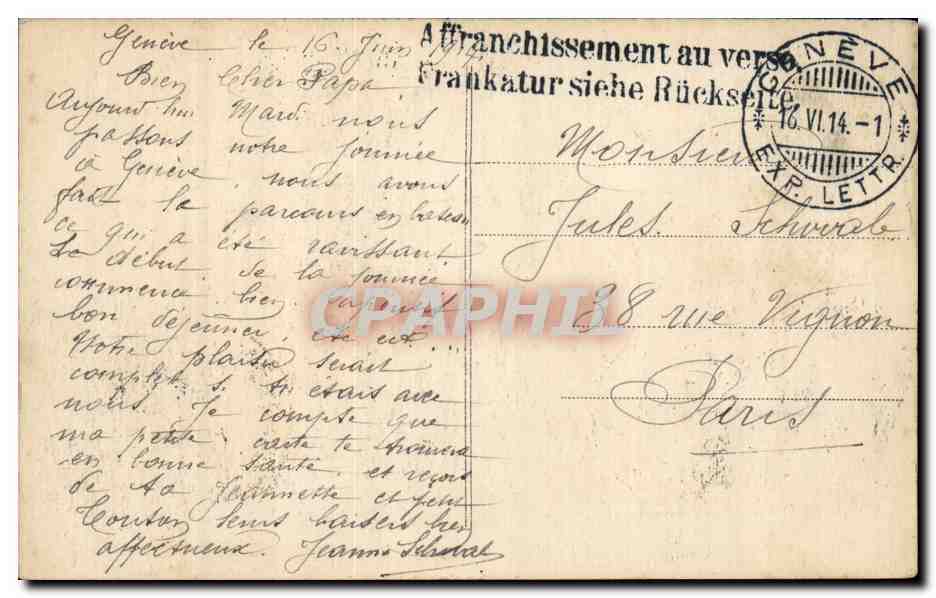 Suisse CPA Geneve Monument de Bruswick — Verso
