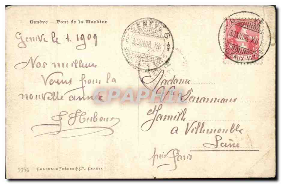 Suisse CPA Geneve Pont de la machine — Verso