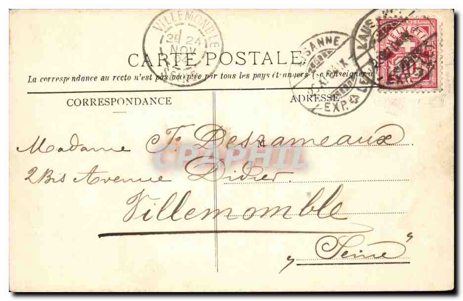 Suisse - Schweiz - Vaud - Lausanne - Vuecsur Ouchy et les Alpes de Savoie - CPA  — Rückseite